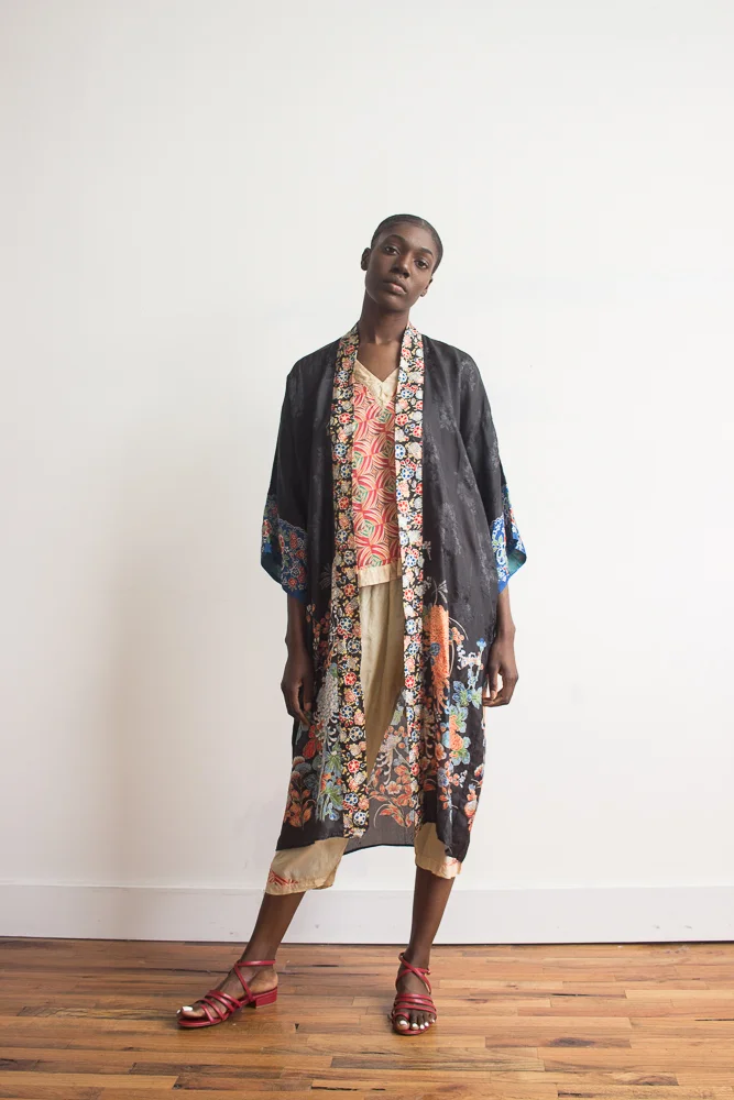 1920s Japanese Jacquard Silk Pongee Robe — Wayward Collection